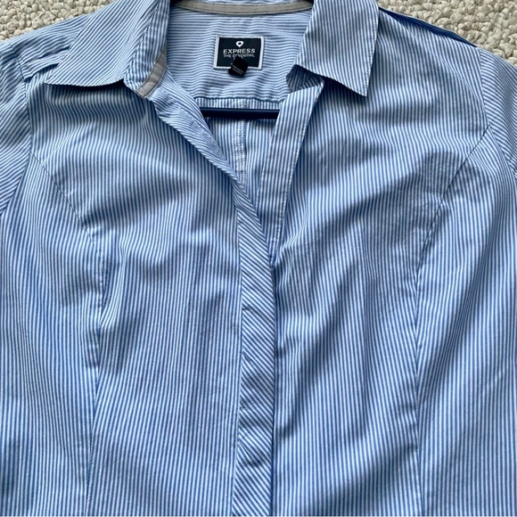 Express Tops - Express blue & white stripe button up shirt